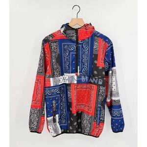Reason Brand Paisley Bandana Patchwork Anorak Jacket Med Windbreaker Streetwear